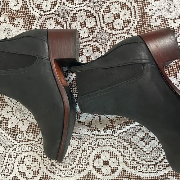 Adelante Boot Co. handmade leather Chelsea heeled boots mahogany/black size 10D - Picture 5 of 6